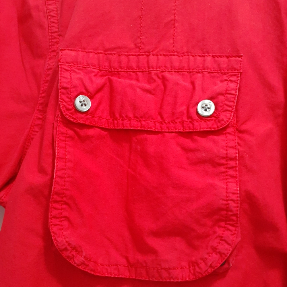 Red Armani Exchange button down shirt